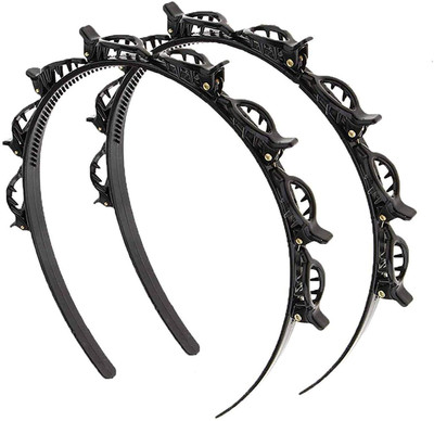 FlexOne 2 Pcs Twister Resin Alligator Clips Hairstyle Hairpin Braid Tool Girls And Women Hair Band(Black)