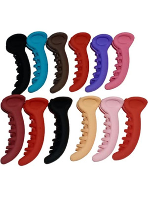 DN Creation Set of 12 Random Color Banana Hair Clutcher Mirchi Hair Clip for Women/Girls Banana Clip(Multicolor)