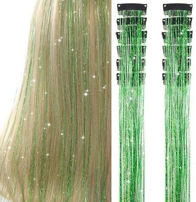 D-DIVINE 2Pcs Clip in  Tinsel, 24 Inch Glitter Tinsel  Extensions (Fruit Green) Hair Extension