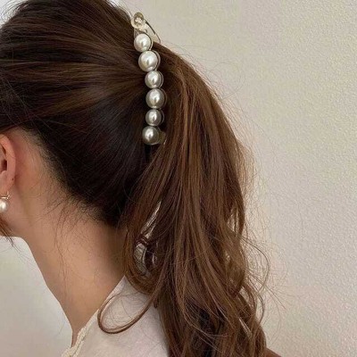 Myself Pearl Hair for Women 1 PC Banana Clip(White)