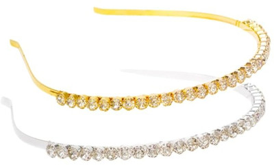 Freebies Pack of 2 Crystal Rhinestone Hairband for Women & Girls Hair Band(Multicolor)