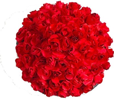 AROOMAN Artificial flower Full Juda Bun Hair Flower Gajra for Wedding and Parties Use for Women in Red Color Pack of 1 Bun(Red)