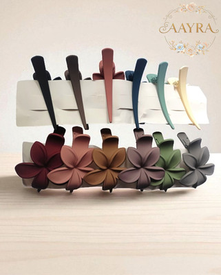 Aayra Pack of 5 Pcs Large Size Flower Acrylic Style for modern and stylish Girls Hair Clip(Multicolor)