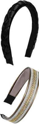 Munavi Elastic Rubber Hair Band hair combo(Black, Gold)