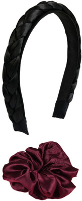 Munavi Elastic Rubber Hair Band hair combo(Black, Maroon)