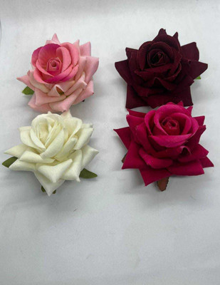 FLUSHIA MultiColor Rose Flower Hair Pin/hair pins for women,girls pc4 Hair Clip(Multicolor)