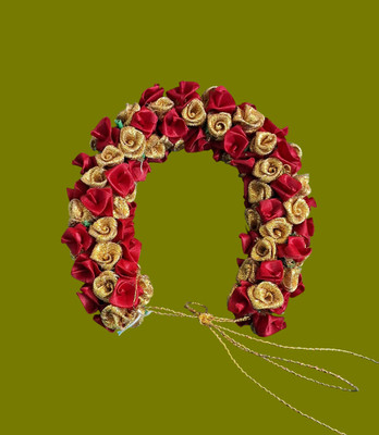 FLEURLIZA artificial for cloth Gajra merun golden colour 1 pic Hair Accessory Set(Maroon)