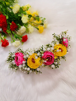 BengCraft Artificial Gypsy Rose Flower Gajra for Women Hair Accessory Girls Bun Gazra Hair Accessory Set(Multicolor)