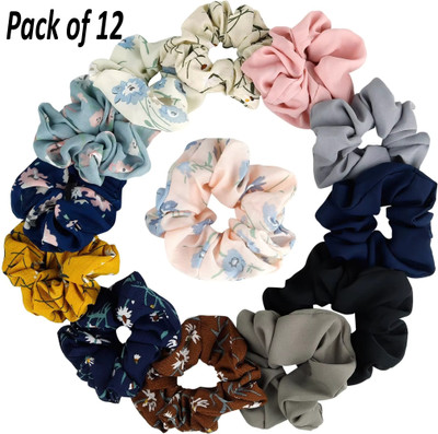FINXFAIMA Scrunchies Combo for Girls & Women (Pack of 12) Rubber Band(Multicolor)