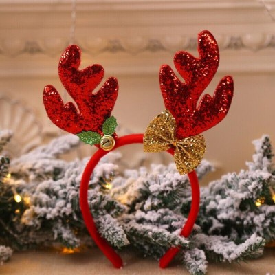 Brown Leaf Merry Christmas Stylish Headbands Hair Band Christmas Costume Accessories Party Hair Band(Red)