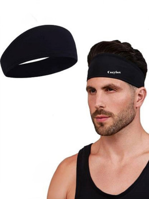 CozyFox Unisex Headbands for Men Women, Sweat Wicking Headbands for Sports Head Band(Black)