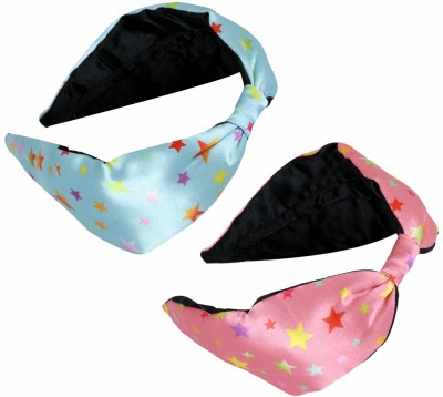 Matkooz Satin silk start print Hair Band(Pink, Blue)