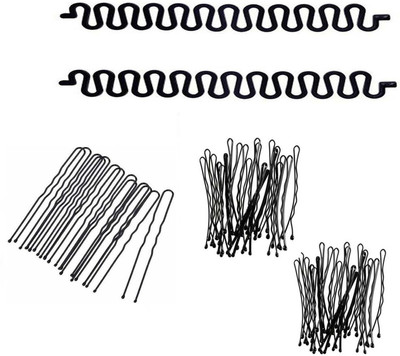 Sharum Crafts 2pc French Choti Maker juda pin 10 & 48pc bobby pin Hair Accessory Set(Black)