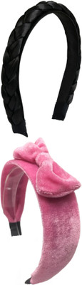 Munavi Elastic Rubber Hair Band hair combo(Black, Pink)