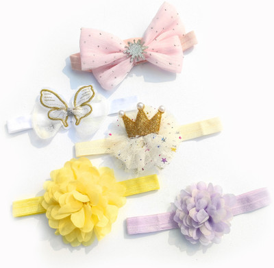 AmazingKarts 5 PCS Stylish Fancy Hairband Multicolor Baby Girls Kids Elastic Hairband Head Band(Multicolor)