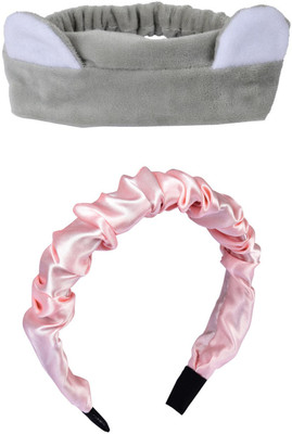 Munavi Elastic Rubber Hair Band hair combo(Grey, Pink)