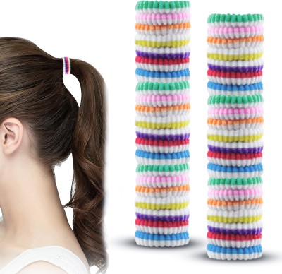 HOMEMATES 50 pcs Elastic Hair Ties Soft Seamless Hair Rubber Bands, Bands For Girls. Rubber Band(Multicolor)