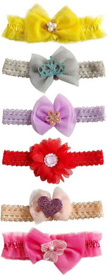 HOMEMATES multi-colored baby girl kids hairband headbands elastic Ribbon hair accessory set 6 PCS Head Band(Multicolor)