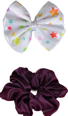 Munavi Elastic Rubber Hair Band hair combo(White, Purple)