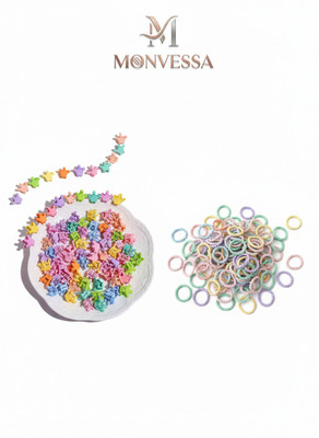 Monvessa Mini Butterfly Hair Clips & Elastic Hair Bands Combo for baby Girls | Pack of 2 Hair Accessory Set(Multicolor)