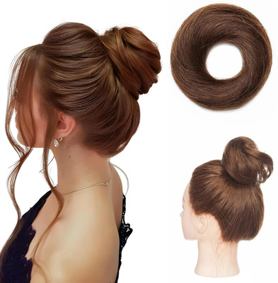 Ritzkart Hair Rubber Messy Bun Soft Hair Elastic Band Fluffy & Straight Style Bun(Brown)