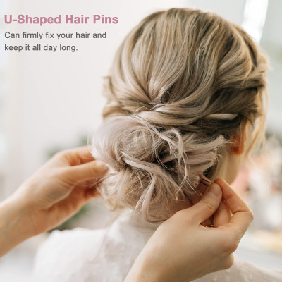 Ghelonadi Size 7cm/2.75inch 96pcs Wavy U Shaped Hair Pins for Buns Hair Pin(Black)