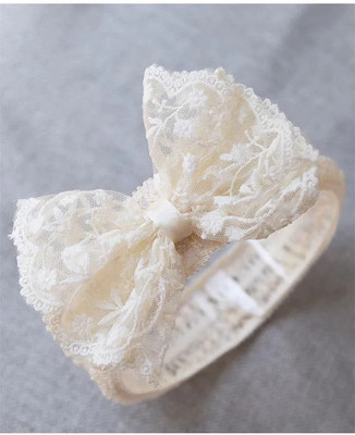 EvoNest Elegant Lace Bow Baby Headband - Comfortable & Stylish for Newborns Hair Band(White)