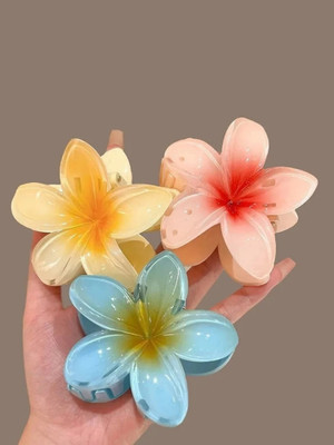 Amirah 3 pcs Hawaiian Flower Hair Clips for Women Flower Hair Claw(Multicolor)
