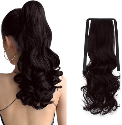 D-DIVINE Wavy  Extension 3/4 Full Head Curly Synthetic  Extensions, Brown Hair Extension