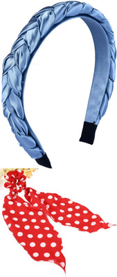 Munavi Elastic Rubber Hair Band hair combo(Blue, Red)