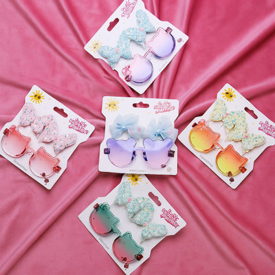 AmazingKarts Trendy Bear Sunglasses and Butterfly Hair clip – Fun Combo Pack for Girls hair combo(Multicolor)