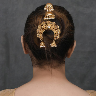 Sanjog Southern Bling Heavily Hair Jewelery Hair Decoration For Women/Girls Hair Pin(Gold)