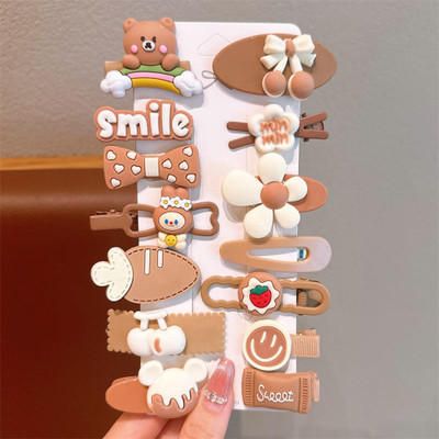 glamvibe Cute Cartoon Hair Clips for baby Girls and kids| Stylish Clip Random Design Hair Clip(Brown)