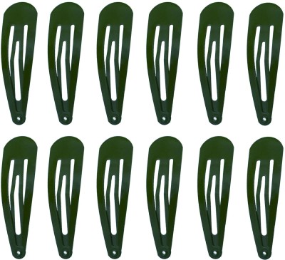 AKADO Hair Clips for Girls Women Hair Styling Accessories Dark Green Pack Of 6 pair Tic Tac Clip(Green)