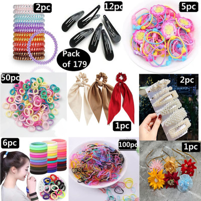 navjai Multiple Accessory Combo set of-179Pcs Daily Style Hair band & Tik Tak for Girls Hair Accessory Set(Multicolor)