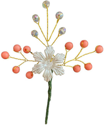 Be trendy Peach Color Broch For Elegant floral hair brooch for women and girls- 4 pins. Hair Accessory Set(Orange)