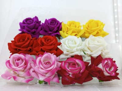 PSYCHFLORE Multicolor Rose Flower Hair Pin/Rose hair flower/pack of 12 Hair Pin(Multicolor)