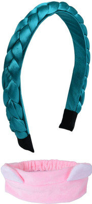 Munavi Elastic Rubber Hair Band hair combo(Green, Pink)