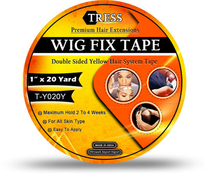 TRESS 20Meter Premium Yellow Cotton double sided hair adhesive tape for toupee/patch Hair Accessory Set(Yellow)