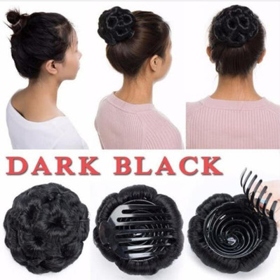 HALO NATION Hair Bun Clutch - Elegant Chignon Clip in Hair Bun Extension Donut Claw Jaw Updo Synthetic Combs Curly Weave Hair Scrunchies Juda - Black Hair Claw(Black)