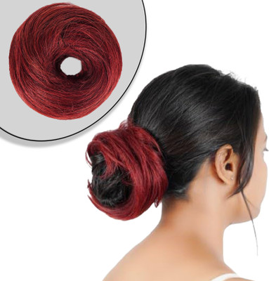RefynHair Women Messy Hair Extensions Voluminous Bun for Womens Burgundy Red -1 PC(35 GR) Bun(Red)
