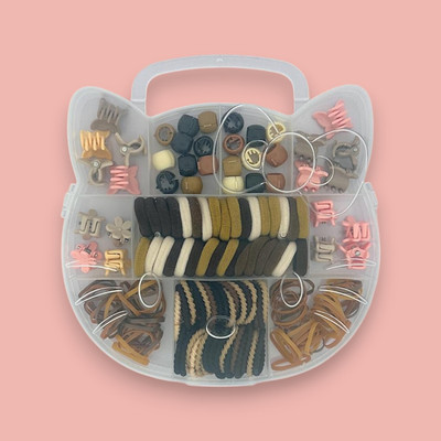 Bling Bobby Pastel Hair Accessories Box with Clips, Claws, Rubber Bands & Bands for Girls hair combo(Brown)