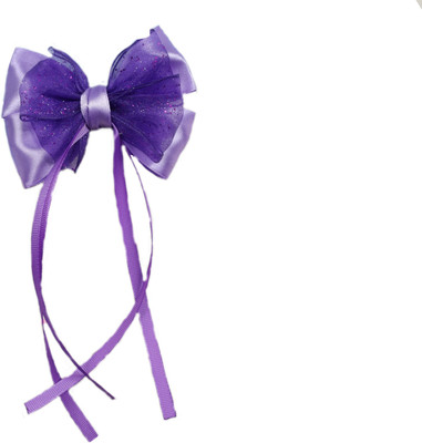 kamule Net and Satin Layered Satin Detailed Bow - Pack of 1 Hair Clip(Purple)