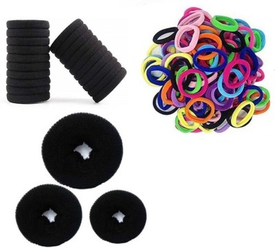 Sharum Crafts 20pc black hair band 10 Multi Hair Band & Hair Donut 3pc Hair Accessory Set(Black)