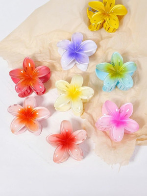 Amirah 4 pcs Hawaiian for Women Flower Clips Hair Claw(Multicolor)