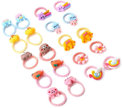 Radhya Accessories Cartoon Hairties Set (Pack of 20) Hair Rubberbands for Girls Hair Accessories Rubber Band(Multicolor)
