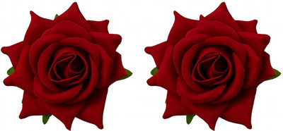 Alvero 2 Piece Elegant Hair Side Pin for Women, Realistic Rose Pin Juda Pin Bridal Hair Clip(Red)