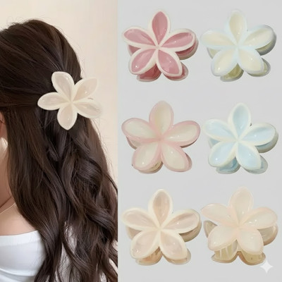 Prityka Beauty Floral Hair Claw Clips Strong Hold Korean Jaw Clamp For Dailywear 6pcs Hair Claw(Multicolor)