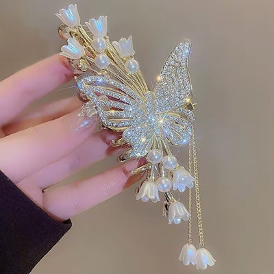 glamvibe Korean Fancy Big Butterfly Metal Clutcher Wedding&Party Bridal Style Women Clips Hair Claw(Gold)