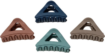 Alvero 4Pc Korean Style Matte Triangle Hair Clutcher for Women, Lightweight Thick Thin Hair Claw(Multicolor)